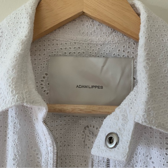 Adam Lippes Roderie-Anglaise Zip-Up Jacket Anorak In Cotton Eyelet White - Picture 8 of 8